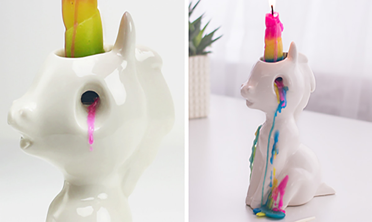 This Unicorn Candle Cries Waxy, Colourful Tears When You Light It
